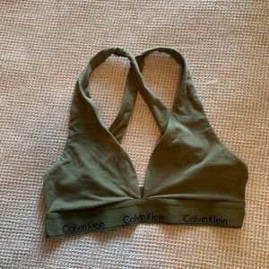 Army green Calvin Klein sports bra